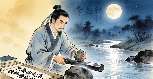 成語(yǔ)故事李白鐵杵磨針50字